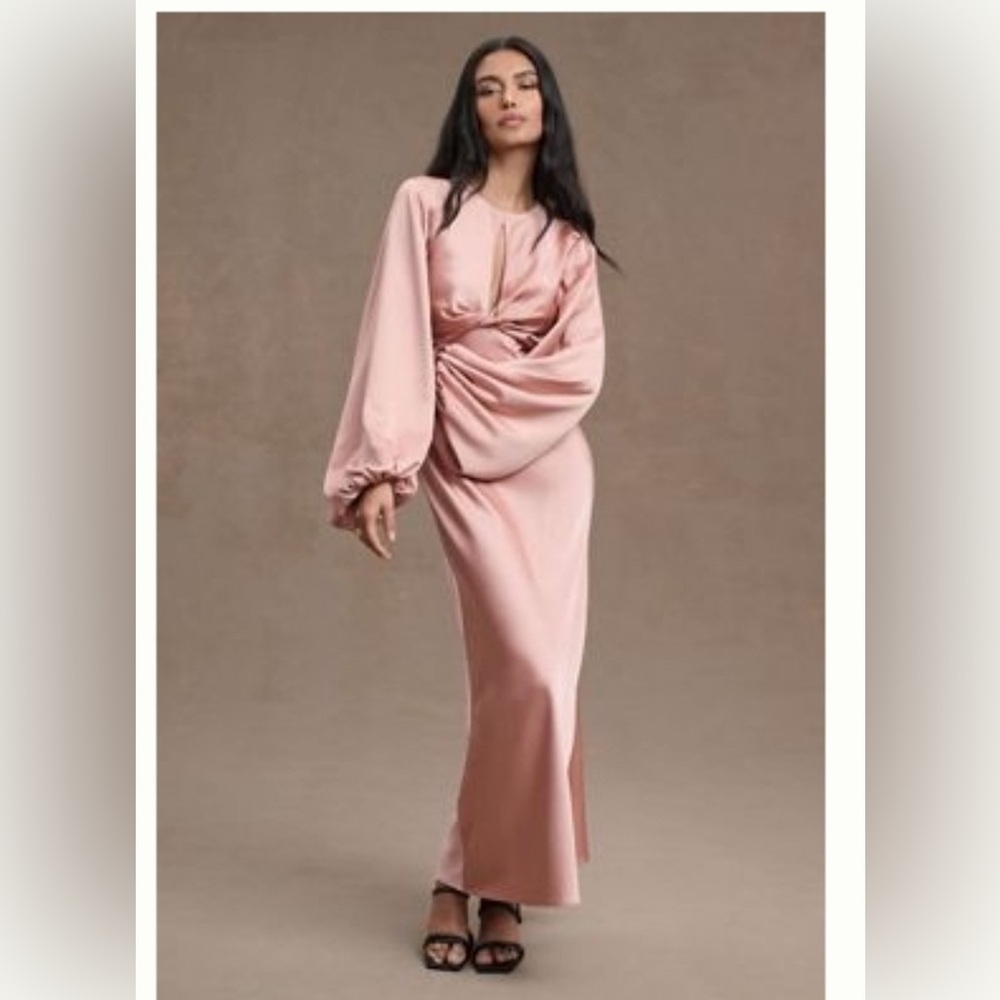 Significant Other Demi Backless Long Sleeve Column Gown